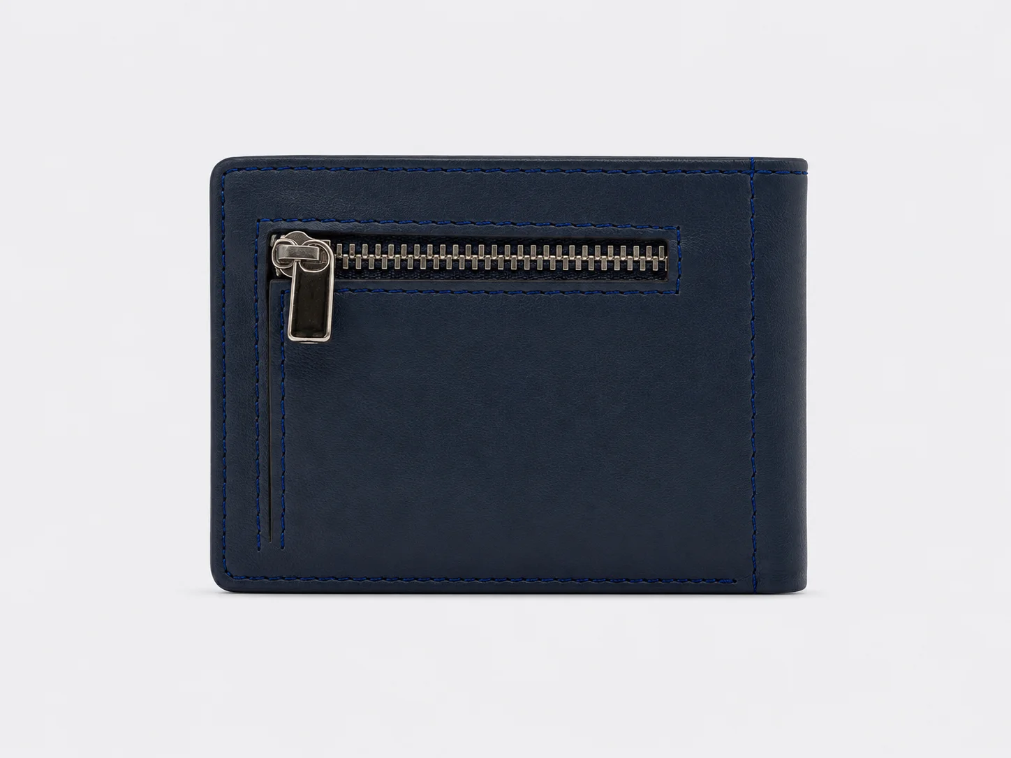 Cartera billetera azul trasera, compartimento para monedas