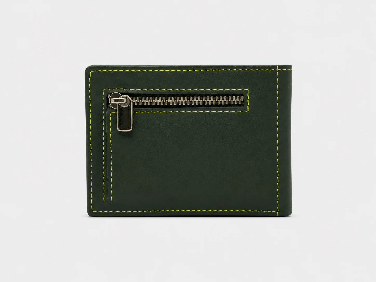 Cartera billetera verde trasera, compartimento para monedas