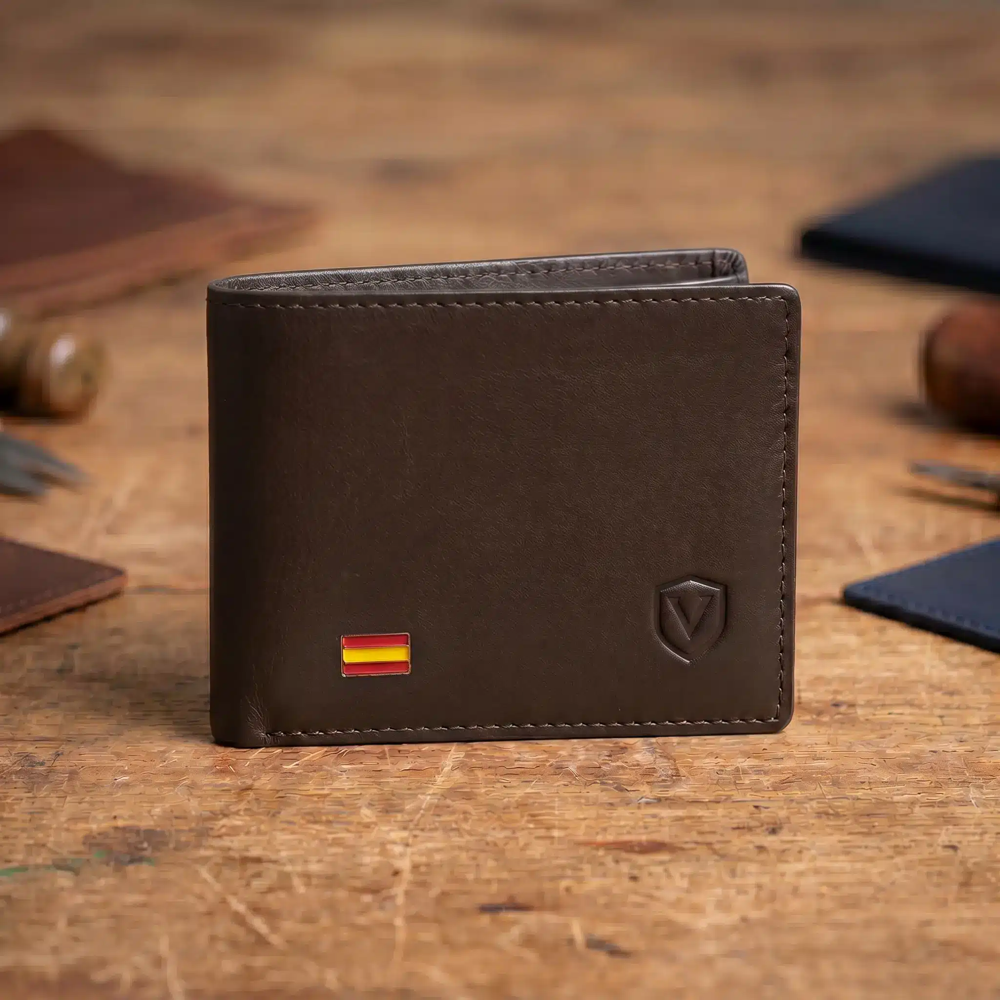 Cartera billetera marrón bandera españa