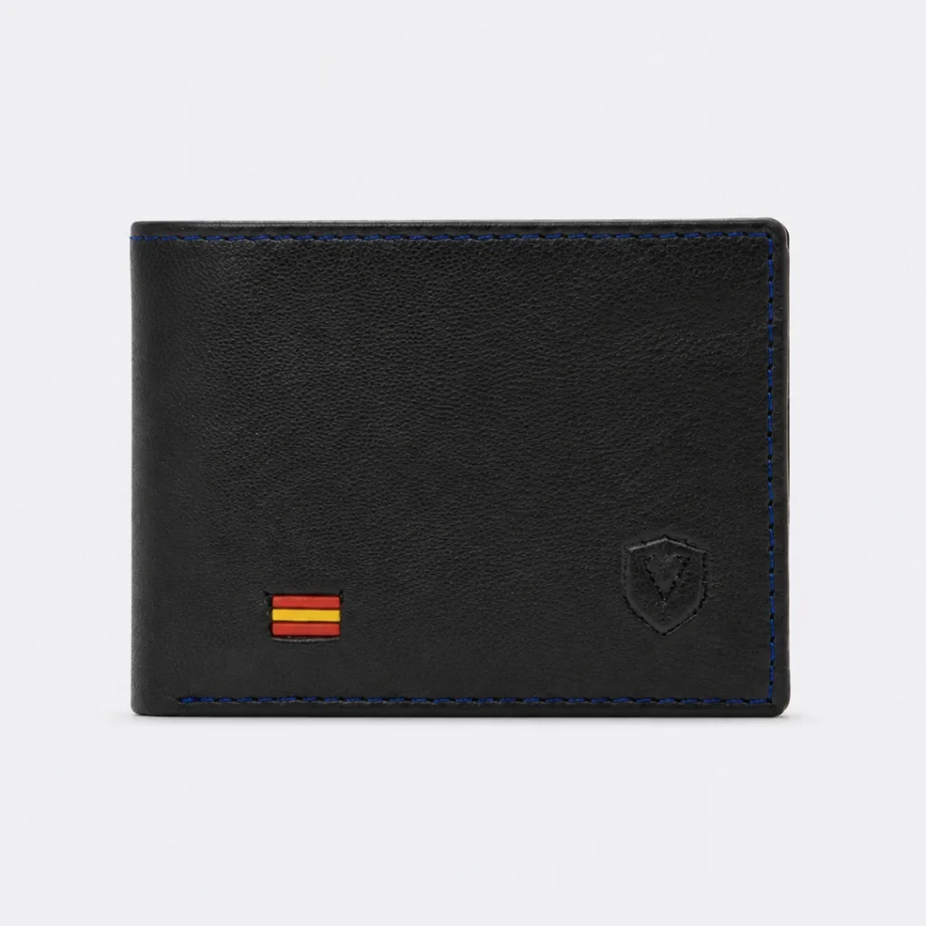 Cartera billetera negra con bandera de españa