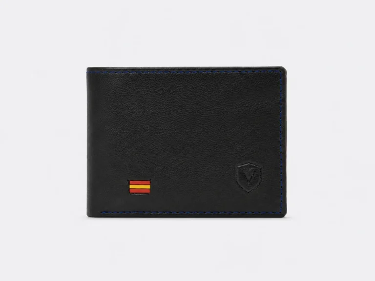 Cartera billetera negra con bandera de españa