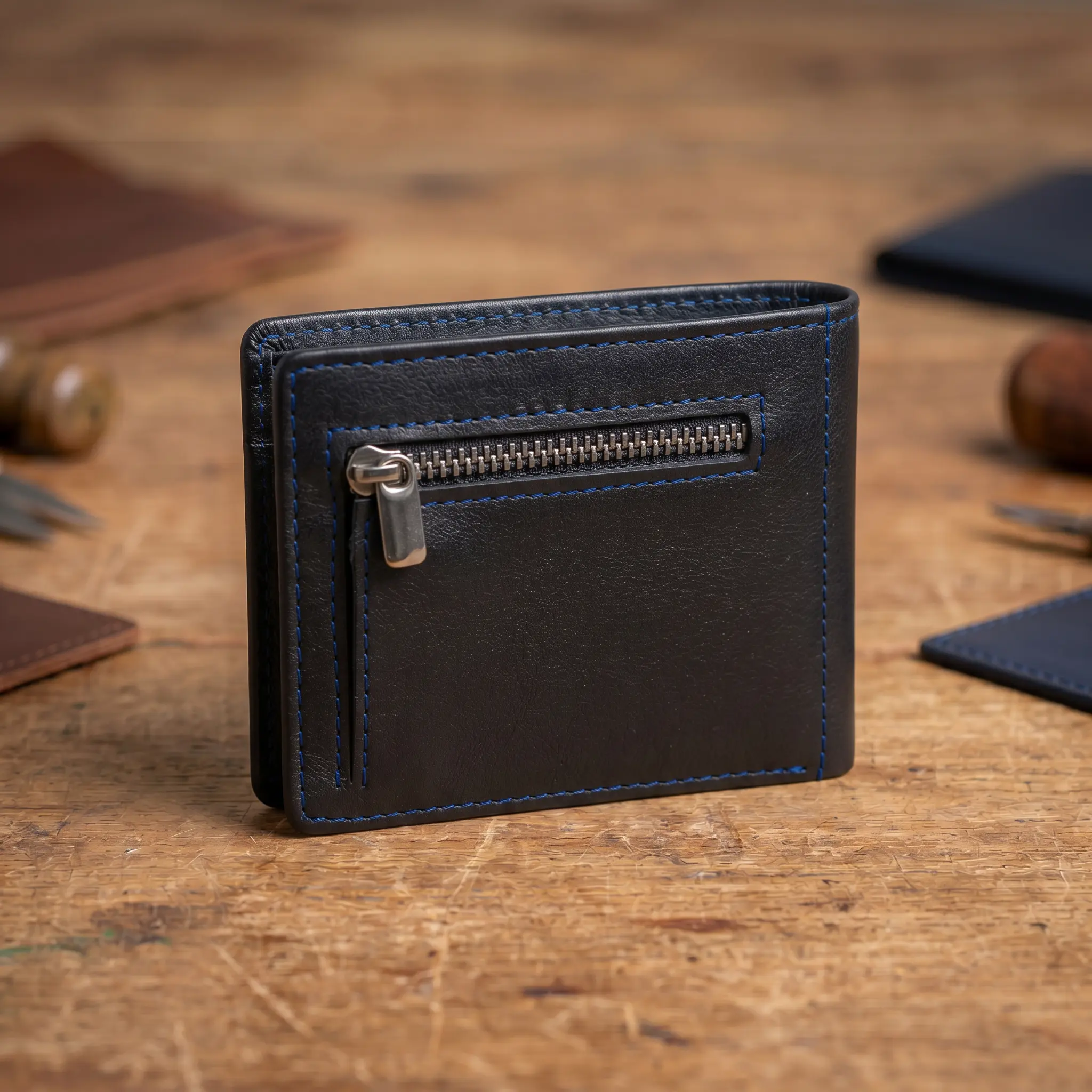 Cartera billetera nega trasera, compartimento para monedas
